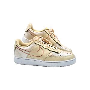 Nike Court Vision Low Top Premium Sneakers Womens Size 9  Tan White DM0838-200